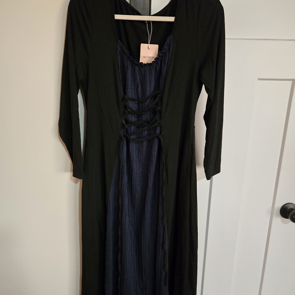 BCX Black and Navy Long Sleeve Dress